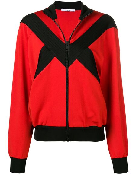  Givenchy Contrast Panel Zipped Jacket - Red 