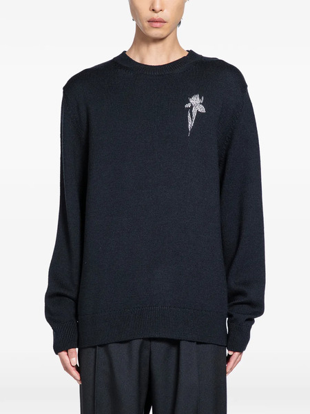  Givenchy Crystal Flower Wool Sweater - Black 