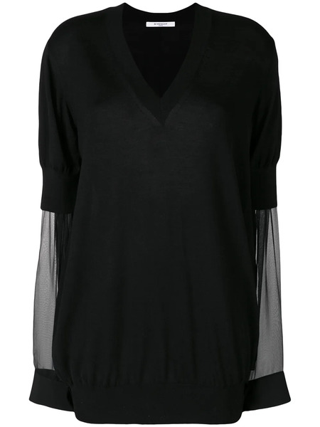  Givenchy Deep V-neck Top - Black 