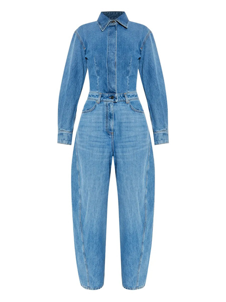  Givenchy Denim Shirt-collar Jumpsuit - Blue 