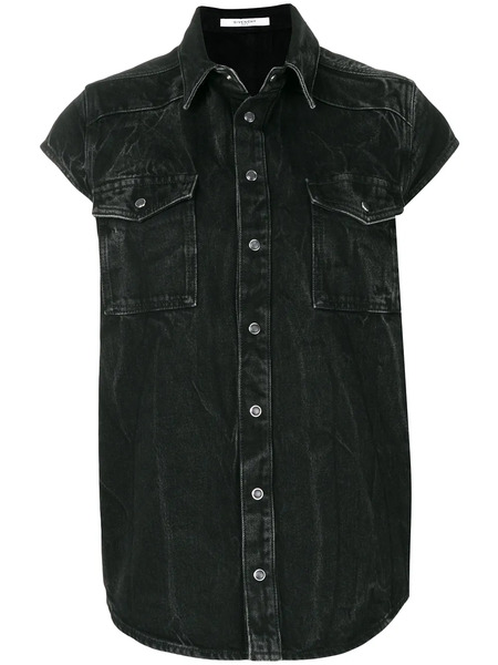  Givenchy Denim Shortsleeved Shirt - Black 