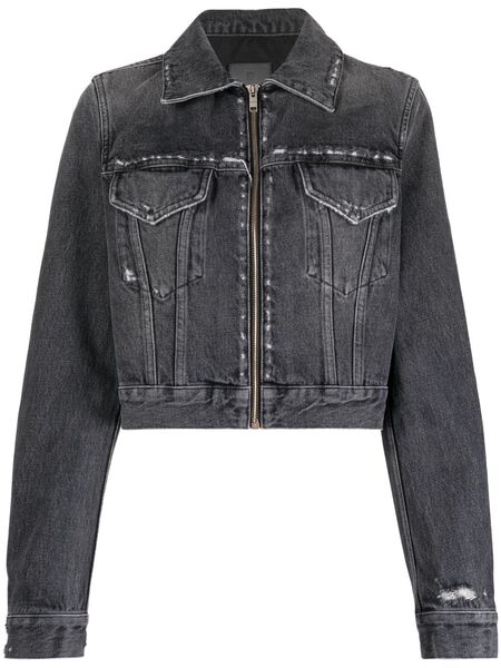  Givenchy Distressed-effect Zipped Denim Jacket - Black 