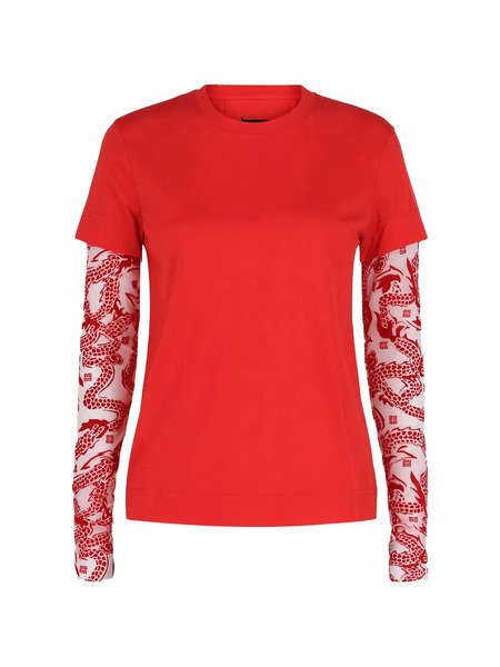  Givenchy Dragon Pattern Long-sleeve T-shirt - Red 