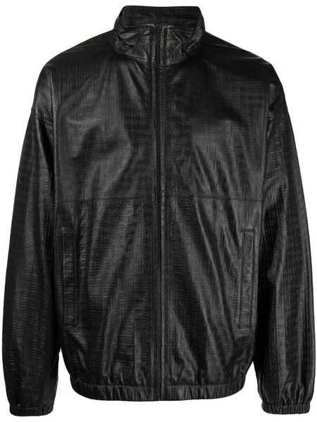  Givenchy Embossed-4g Leather Jacket - Black 