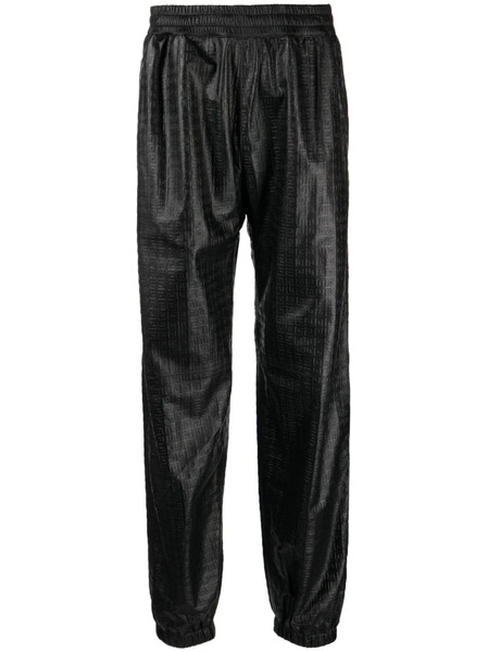  Givenchy Embossed-4g Pattern Leather Trousers - Black 