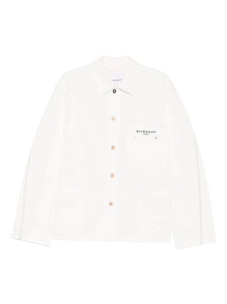  Givenchy Embroidered-logo Chest-pocket Denim Jacket - Neutrals 