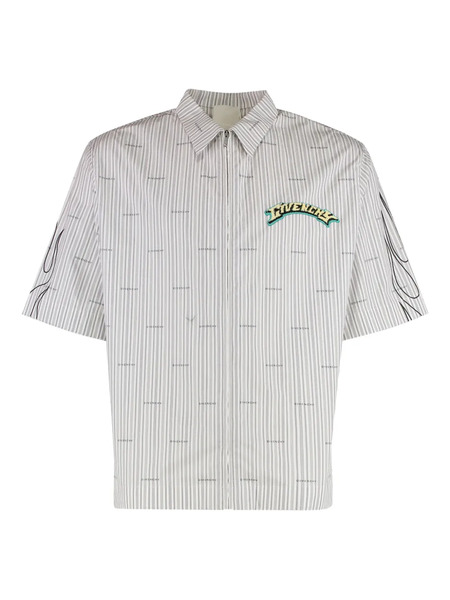  Givenchy Flame-print Striped Shirt - Grey 