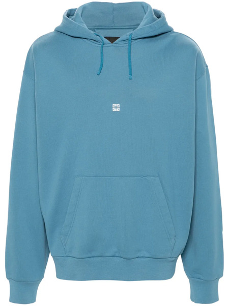  Givenchy 4g-embroidered Drawstring Hoodie - Blue 