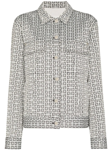  Givenchy 4g Jacquard Denim Jacket - White 