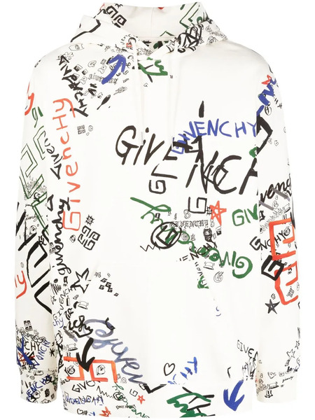  Givenchy Graffiti Printed Hooded Sweatshirt - Neutrals 