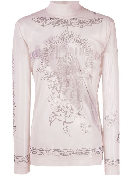 Givenchy Graphic-print High Neck T-shirt - Neutrals 