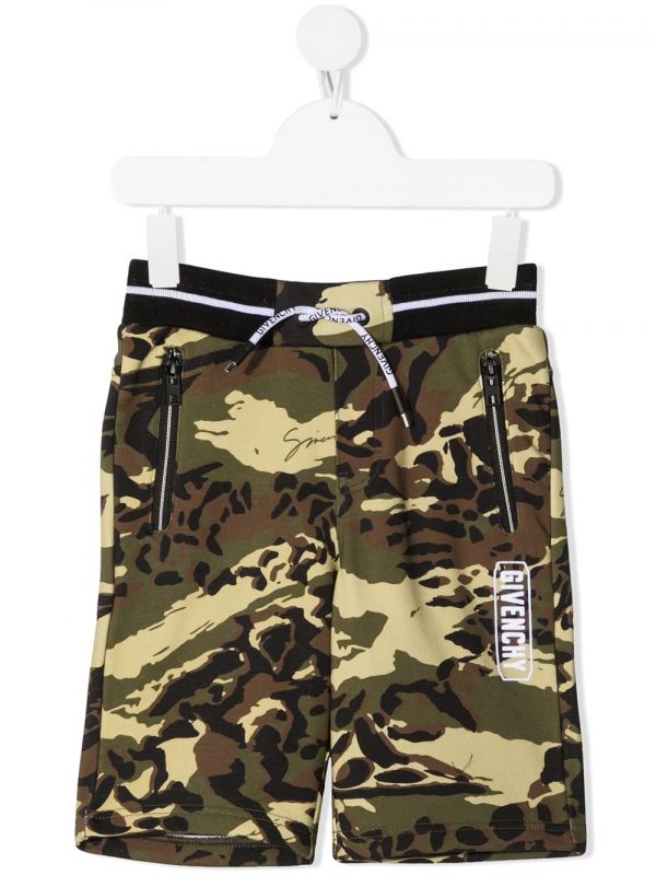  Givenchy Kids Camouflage Track Shorts - Green 