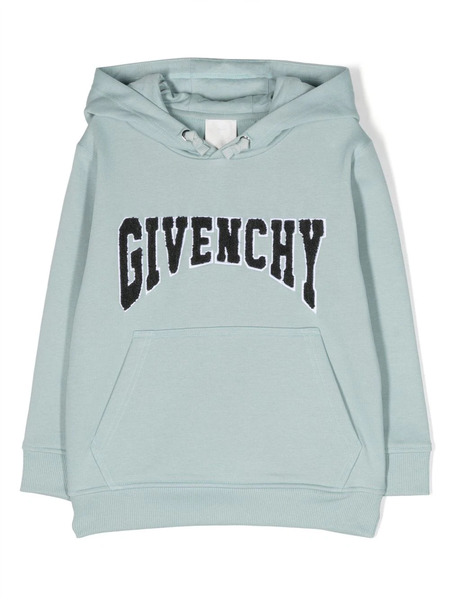  Givenchy Kids Chenille Logo-patch Hoodie - Blue 