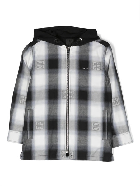  Givenchy Kids 4g-jacquard Checked Hooded Overshirt - Black 