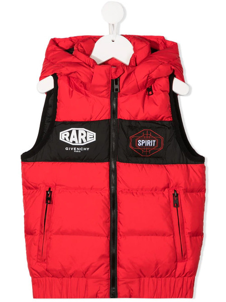  Givenchy Kids Hooded Padded Gilet - Red 
