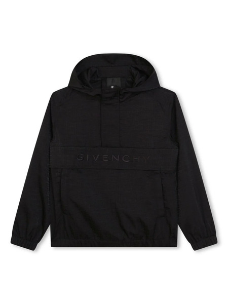  Givenchy Kids Logo-embroidered Hooded Jacket - Black 