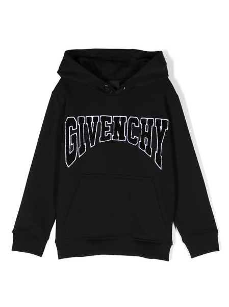  Givenchy Kids Logo-patch Drawstring Hoodie - Black 