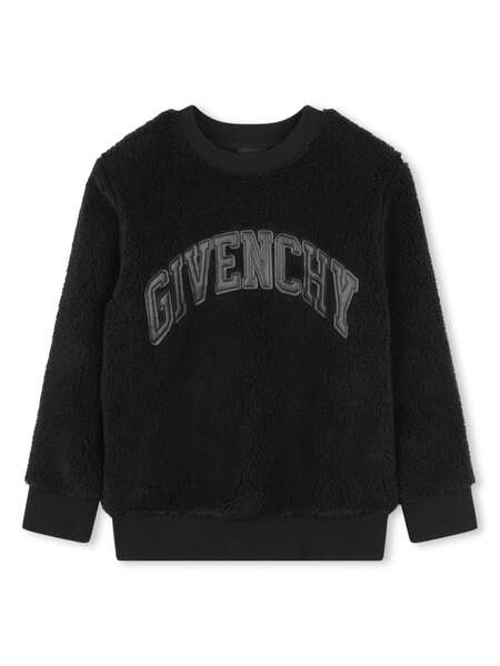  Givenchy Kids Logo-patch Faux-shearling Sweatshirt - Black 