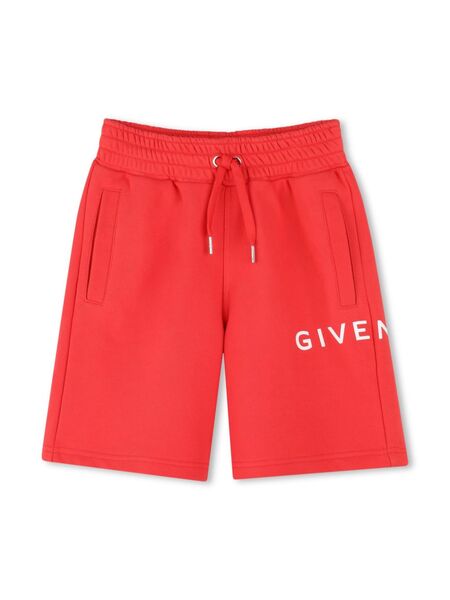  Givenchy Kids Logo-print Fleece Shorts - Red 