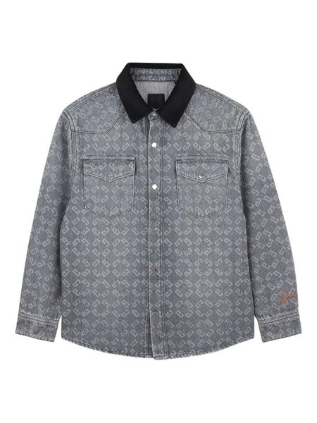  Givenchy Kids Monogram Denim Shirt - Grey 