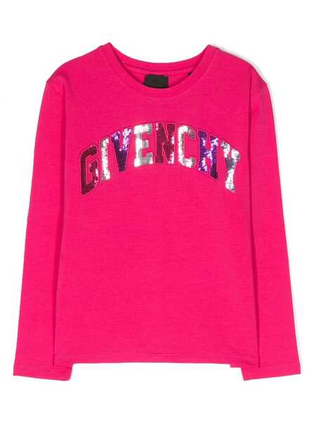  Givenchy Kids Sequinned-logo Long-sleeve T-shirt - Pink 