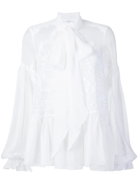  Givenchy Lace-embroidered Flared Blouse - White 