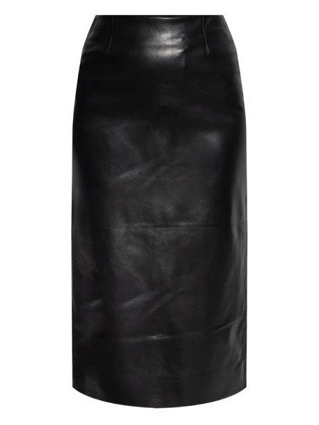  Givenchy Leather Midi Skirt - Black 