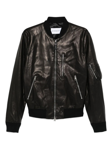  Givenchy Leather Zip-up Bomber Jacket - Black 