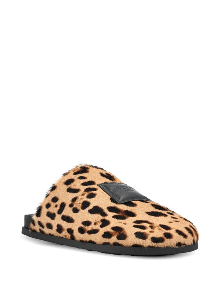  Givenchy Leopard-print Logo-appliqué Mules - Neutrals 