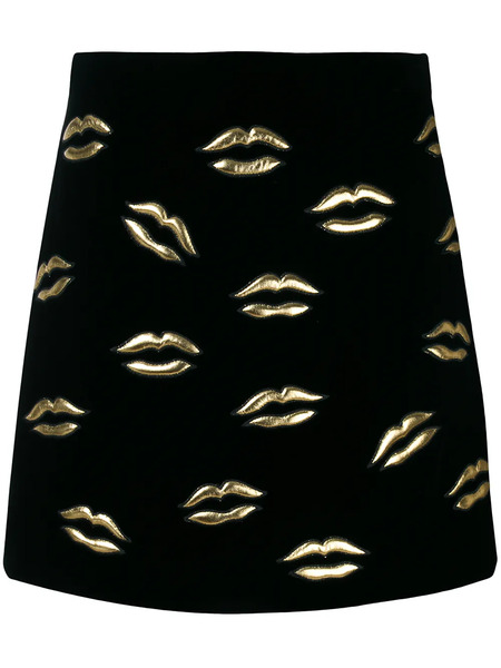  Givenchy Lip Print Mini A-line Skirt - Black 
