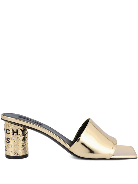  Givenchy Logo-detail Heeled Mules - Gold 