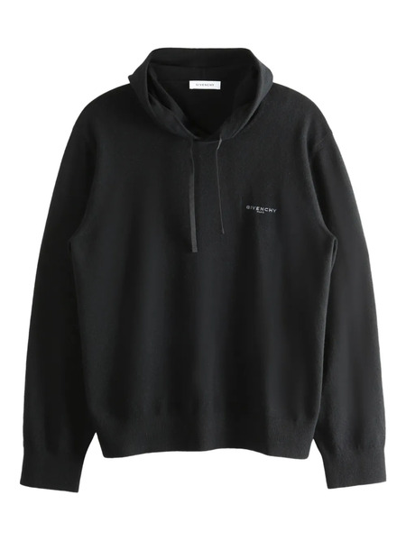  Givenchy Logo Hooded Wool Knitwear - Black 