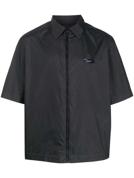 Givenchy Logo-patch Zip-up Shirt - Black 