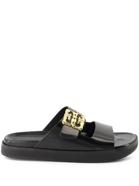  Givenchy Logo-plaque Leather Slides - Black 