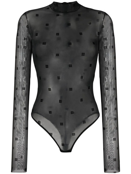  Givenchy Logo-print Mesh Bodysuit - Black 