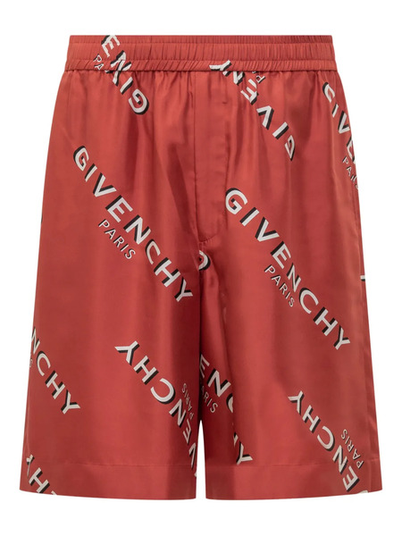  Givenchy Logo-print Silk Shorts - Red 