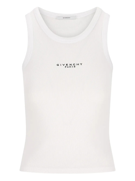  Givenchy Logo Ribbed Tank Top - White 