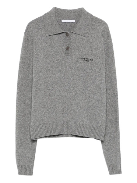  Givenchy Long-sleeve Knitted Polo Top - Grey 