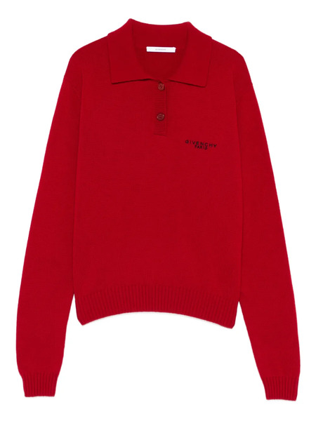  Givenchy Long-sleeves Polo Top - Red 