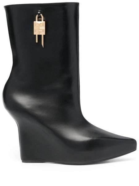  Givenchy 120mm Padlock Wedge Boots - Black 