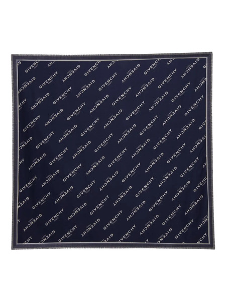  Givenchy Monogram Fringed Scarf - Blue 