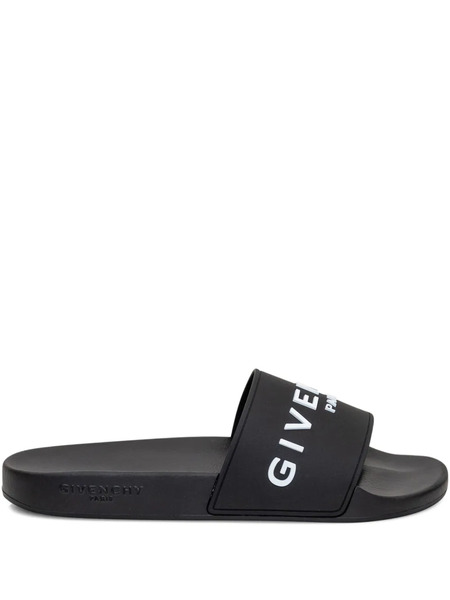  Givenchy Open-toe Logo Ciabatta Slides - Black 