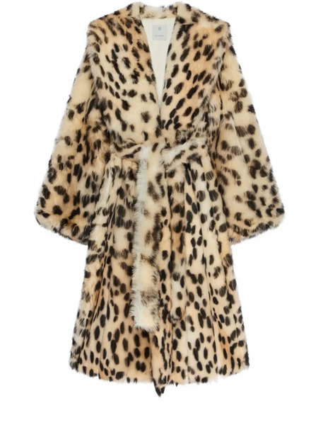  Givenchy Oversized Coat In Fur With Leopard Print - Neutrals 