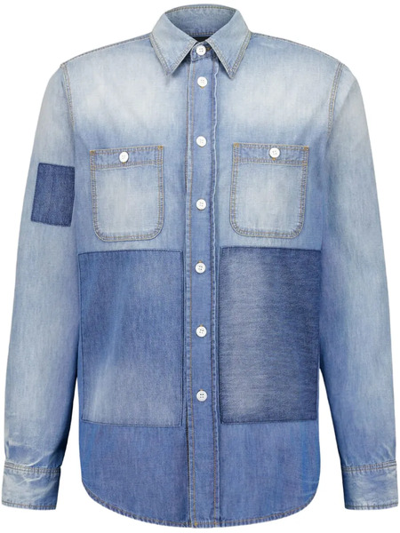  Givenchy Patchwork Denim Shirt - Blue 