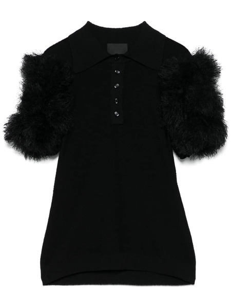 Givenchy Pompom-detail Polo Top - Black 