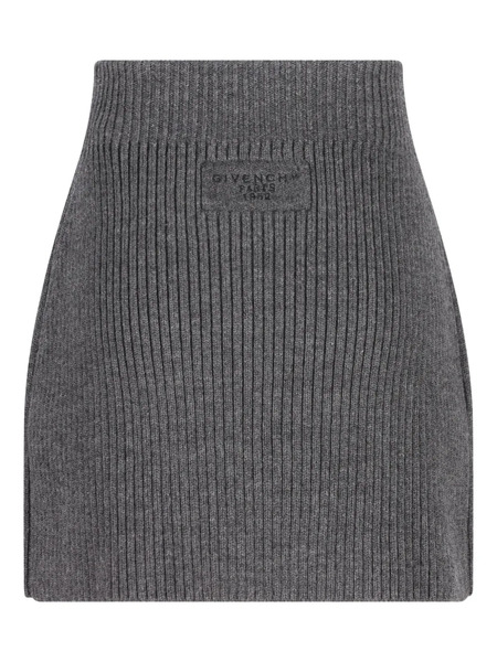  Givenchy Ribbed-knit Mini Skirt - Grey 