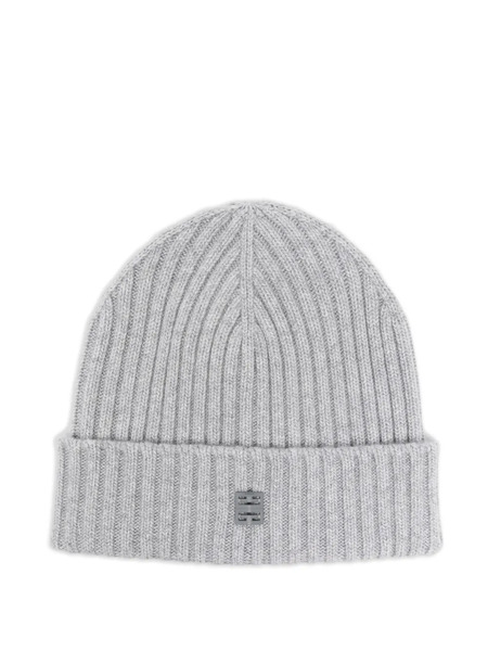  Givenchy Ribbed Logo Beanie Hat - Grey 
