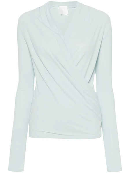  Givenchy V-neck Draped Blouse - Blue 