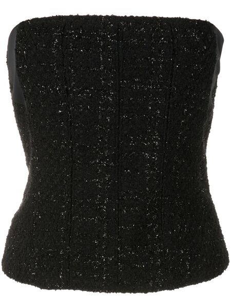  Gloria Coelho Metallic Check-pattern Strapless Top - Black 