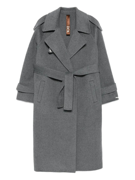  Glox Belted Long-sleeve Coat - Grey 